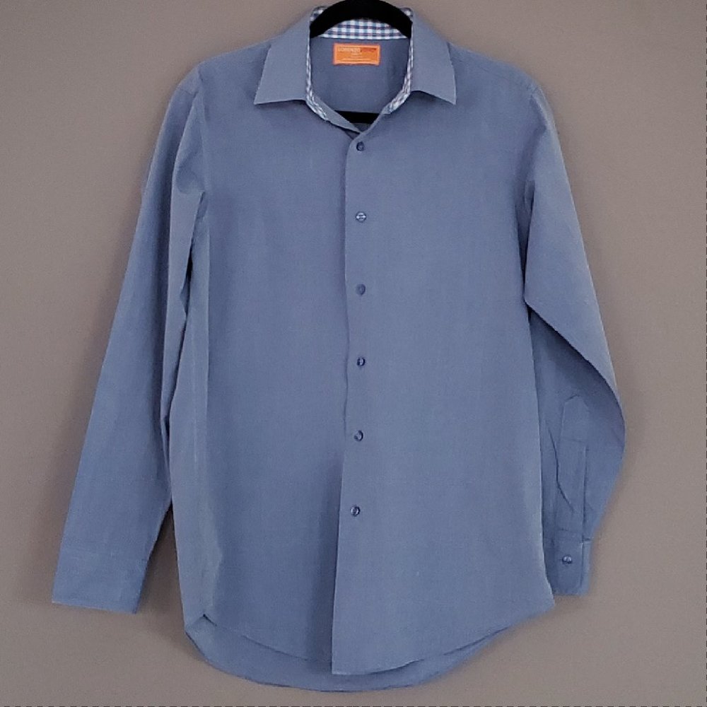 LORENZO UOMO MEN'S BLUE FULL SLEEVE BUTTON DOWN SHIRT NECK 15.5 SIZE 32-33
